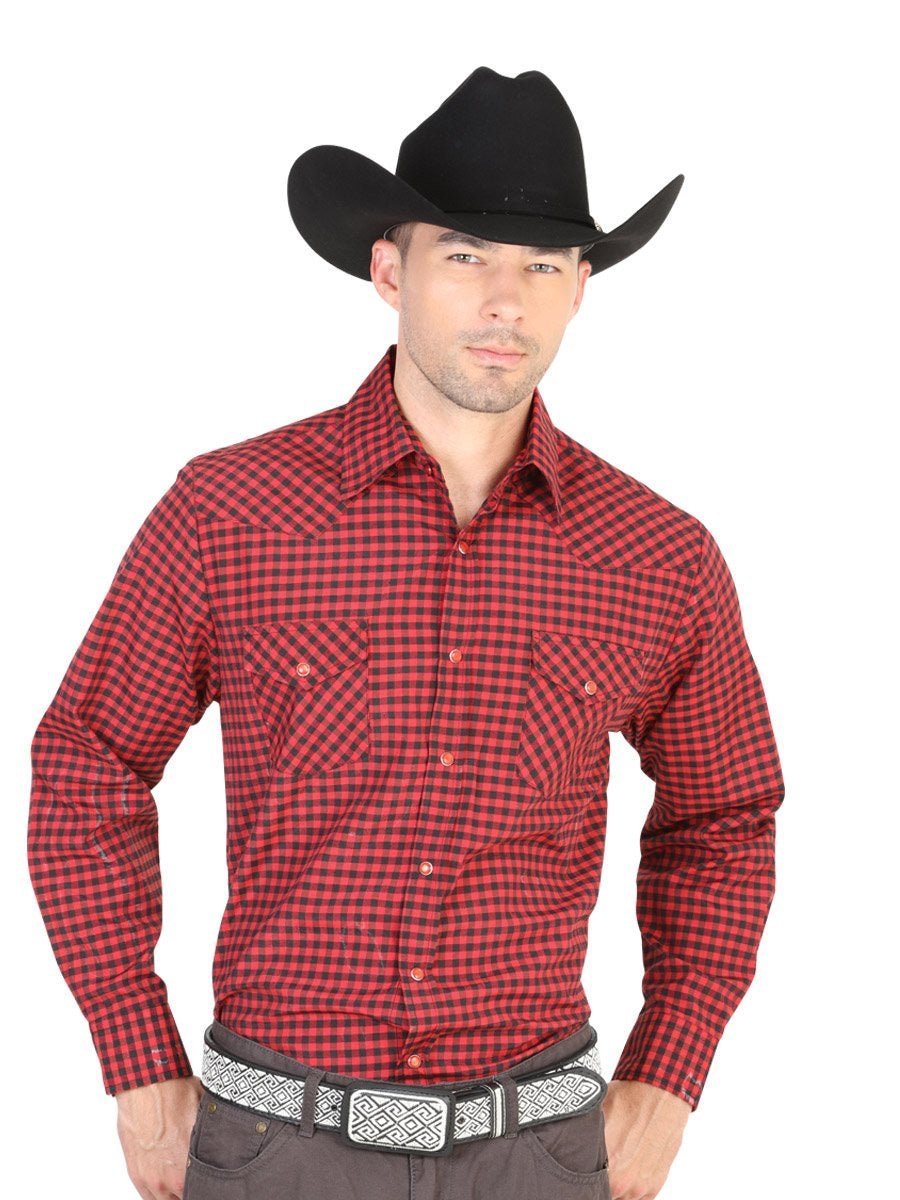 Camisa Vaquera Manga Larga para Hombre, 55% Cotton, 45% Polyester 'El General' * - ID: 42331 ROJO - BELLEZA'S - Camisa Vaquera Manga Larga para Hombre, 55% Cotton, 45% Polyester 'El General' * - ID: 42331 ROJO - BELLEZA'S - 42331