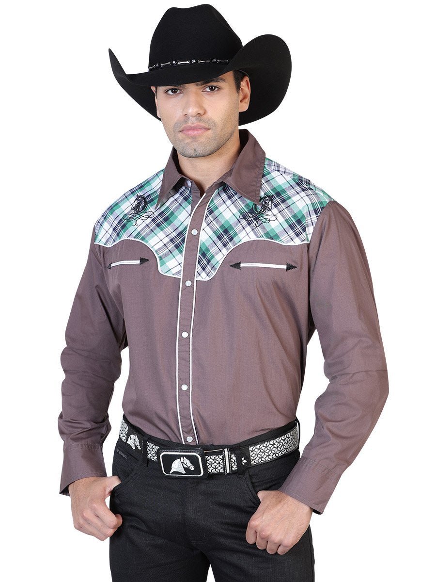Camisa Vaquera Manga Larga para Hombre, 55% Cotton, 45% Polyester 'El General' * - ID: 42538 GRIS - BELLEZA'S - Camisa Vaquera Manga Larga para Hombre, 55% Cotton, 45% Polyester 'El General' * - ID: 42538 GRIS - BELLEZA'S - 42538