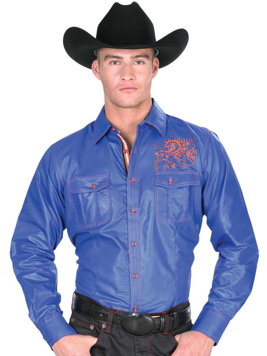 Camisa Vaquera Manga Larga Para Hombre 'El General' BLUE ROYAL - BELLEZA'S - Camisa Vaquera Manga Larga Para Hombre 'El General' BLUE ROYAL - BELLEZA'S - Camisa - 32850