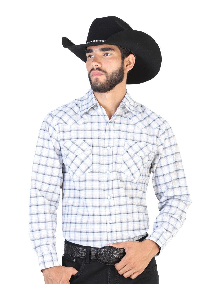 Camisa Vaquera Manga Larga para Hombre 'El General' *GRIS/AZUL-42540* - BELLEZA'S - Camisa Vaquera Manga Larga para Hombre, 55% Cotton, 45% Polyester 'El General' * - ID: 42540 GRIS/AZUL - BELLEZA'S - Camisas Para Hombres - 42540