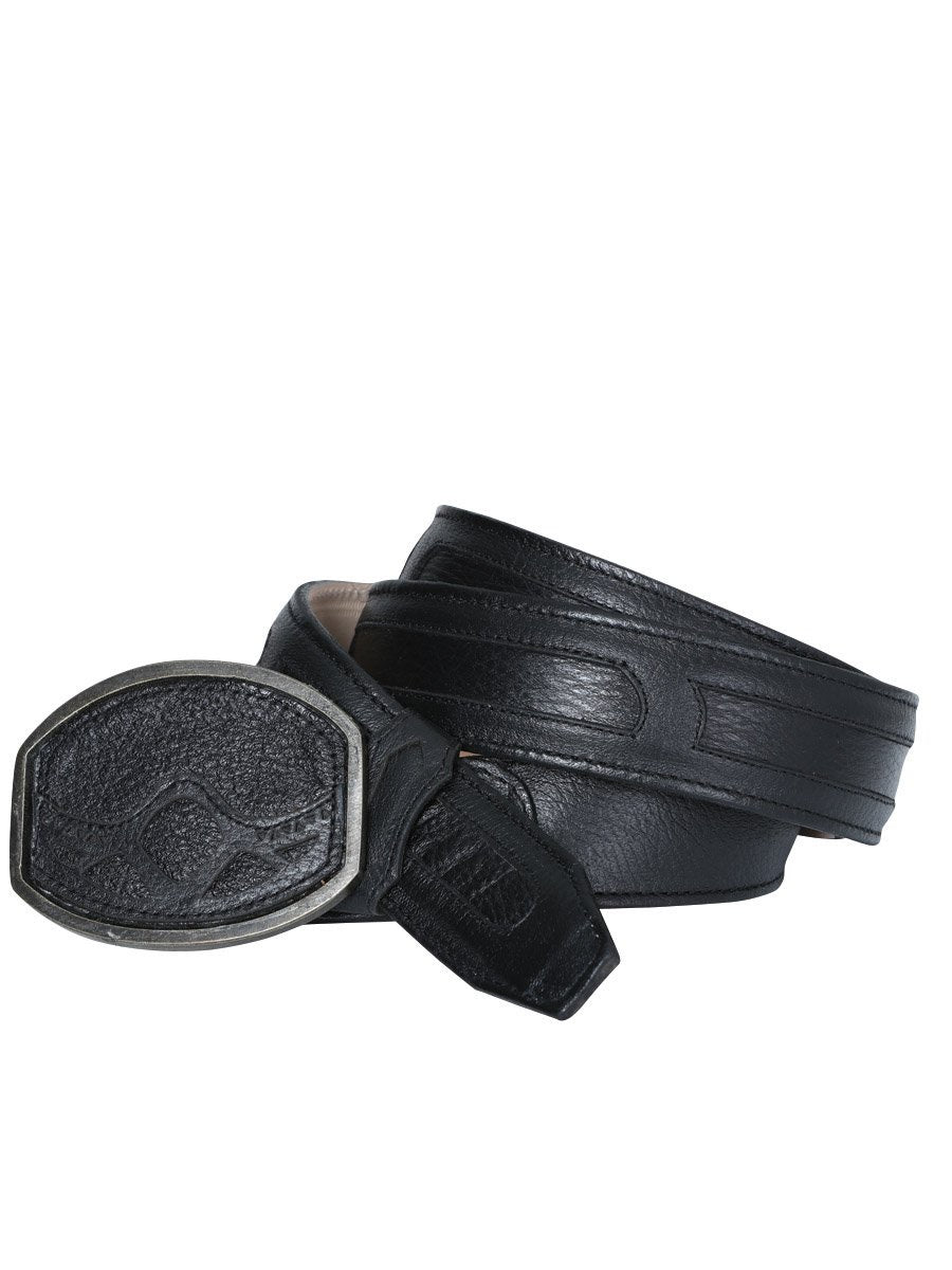 Cinto Vaquero Exotico de Venado para Hombre 'Centenario' - ID: 40705 NEGRO - BELLEZA'S - Cinto Vaquero Exotico de Venado para Hombre 'Centenario' - ID: 40705 NEGRO - BELLEZA'S - 40705