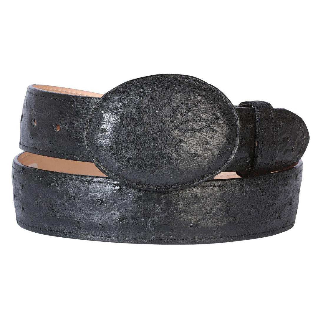 Cinto Vaquero Exotico Panza De A vestruz Para Hombre '100 Años' *NEGRO-43080* - BELLEZA'S - Cinto Vaquero Exotico Panza De Avestruz Para Hombre '100 Años' *NEGRO-43080* - BELLEZA'S - Cintos Para Hombres - 43080