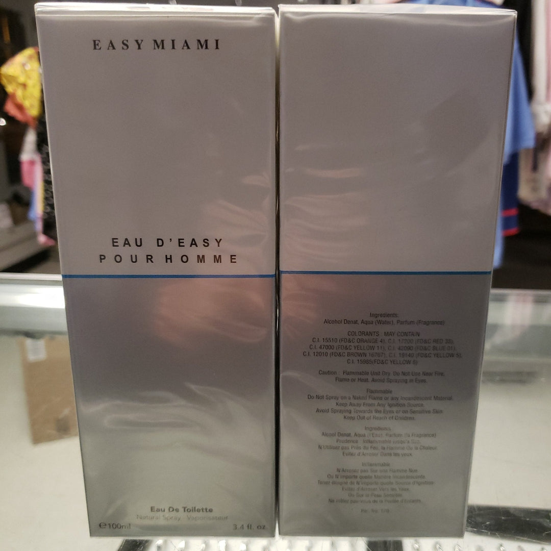 Easy Miami Eau De Easy Pour Homme 3.4oz Natural Spray - BELLEZA'S - Easy Miami Eau De Easy Pour Homme 3.4oz Natural Spray - BELLEZA'S - 0170