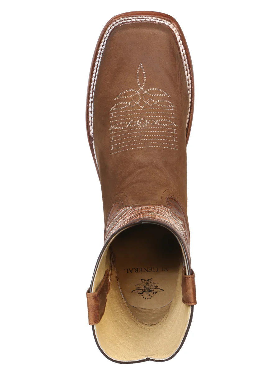 Men's Bovino Crazy Leather Classic Western Cowboy Rodeo Boots 'El General' Color Tan 42993