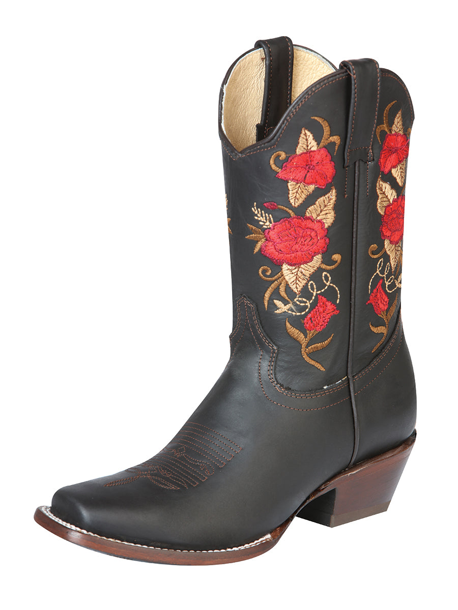 Botas Vaqueras Piel Auténtica Con Bordado Floral Para Mujer Estilo Western 'El General' 43663