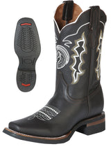 Rodeo Cowboy Boots with Embroidered Design Genuine Leather for Men 'El General' *CHOCO-51114*