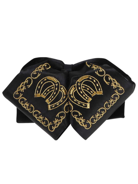 Adult Mexican Charro Bow Tie 100% Polyester Black/Gold 600129 - BELLEZA'S - Adult Mexican Charro Bow Tie 100% Polyester Black/Gold 600129 - CABALLERO - 60012901