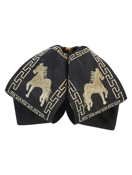 Adult Mexican Charro Bow Tie 100% Polyester Black/Gold 601802 - BELLEZA'S - Adult Mexican Charro Bow Tie 100% Polyester Black/Gold 601802 - CABALLERO - 60180201