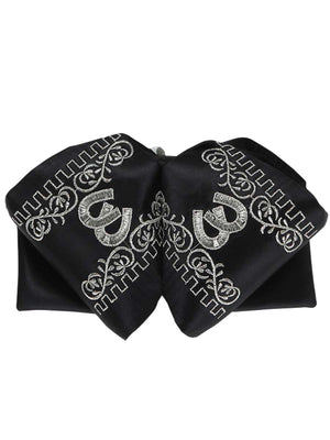 Adult Mexican Charro Bow Tie 100% Polyester Black/Silver 600134 - BELLEZA'S - Adult Mexican Charro Bow Tie 100% Polyester Black/Silver 600134 - CABALLERO - 60013401