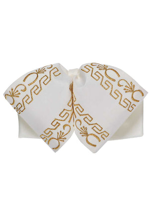 Adult Mexican Charro Bow Tie 100% Polyester Ivory/Gold 600136 - BELLEZA'S - Adult Mexican Charro Bow Tie 100% Polyester Ivory/Gold 600136 - CABALLERO - 60013601