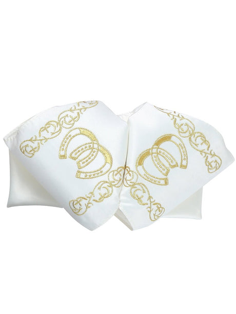 Adult Mexican Charro Bow Tie 100% Polyester Ivory/Gold 601601 - BELLEZA'S - Adult Mexican Charro Bow Tie 100% Polyester Ivory/Gold 601601 - CABALLERO - 60160101