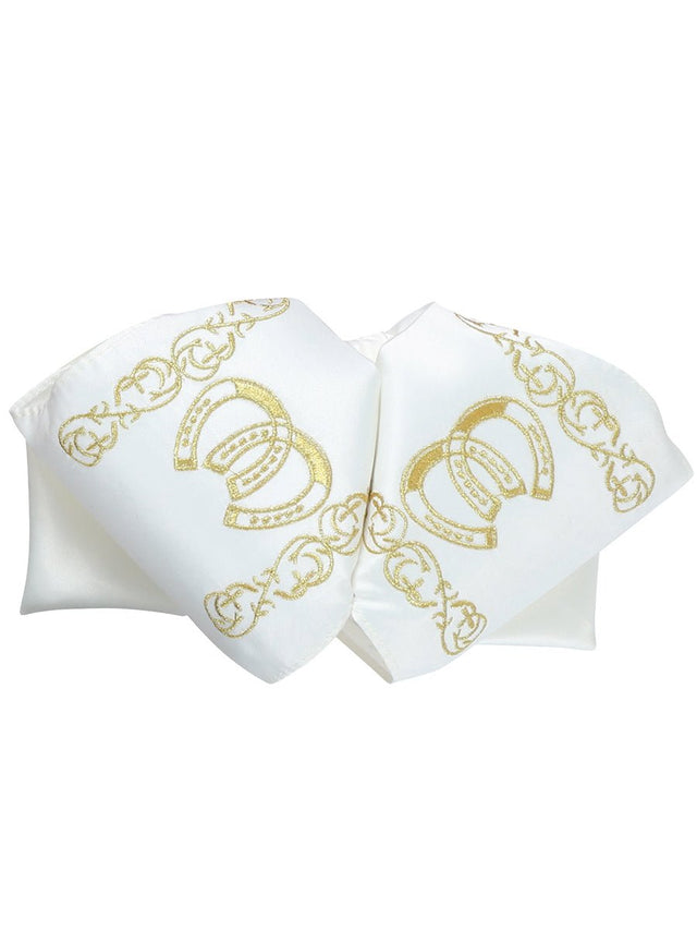 Adult Mexican Charro Bow Tie 100% Polyester Ivory/Gold 601601 - BELLEZA'S - Adult Mexican Charro Bow Tie 100% Polyester Ivory/Gold 601601 - CABALLERO - 60160101