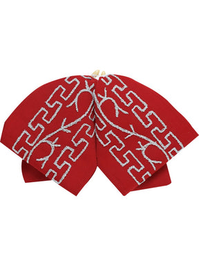 Adult Mexican Charro Bow Tie 100% Polyester Red/Silver 601116 - BELLEZA'S - Adult Mexican Charro Bow Tie 100% Polyester Red/Silver 601116 - N/A - 60111601