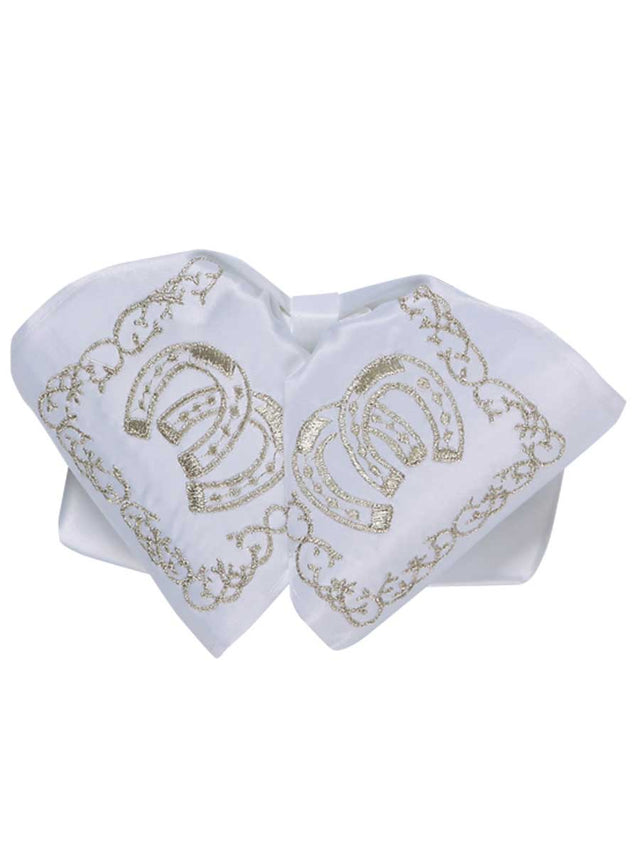 Adult Mexican Charro Bow Tie 100% Polyester White/Silver 600120 - BELLEZA'S - Adult Mexican Charro Bow Tie 100% Polyester White/Silver 600120 - CABALLERO - 60012001
