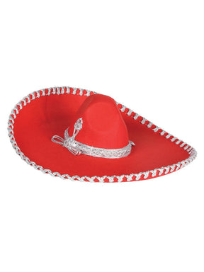 Adult Mexican Charro Hat Velvet Red/Silver 602319 - BELLEZA'S - Adult Mexican Charro Hat Velvet Red/Silver 602319 - CABALLERO - 60231901