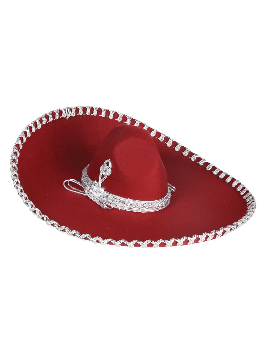 Adult Mexicanl Charro Hat Velvet Wine/Silver 602321 - BELLEZA'S - Adult Mexicanl Charro Hat Velvet Wine/Silver 602321 - CABALLERO - 60232101
