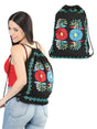 Artisanal Embroidered Bagpack 100% Cotton Black 603994 - BELLEZA'S - Artisanal Embroidered Bagpack 100% Cotton Black 603994 - UNISEX - 60399401