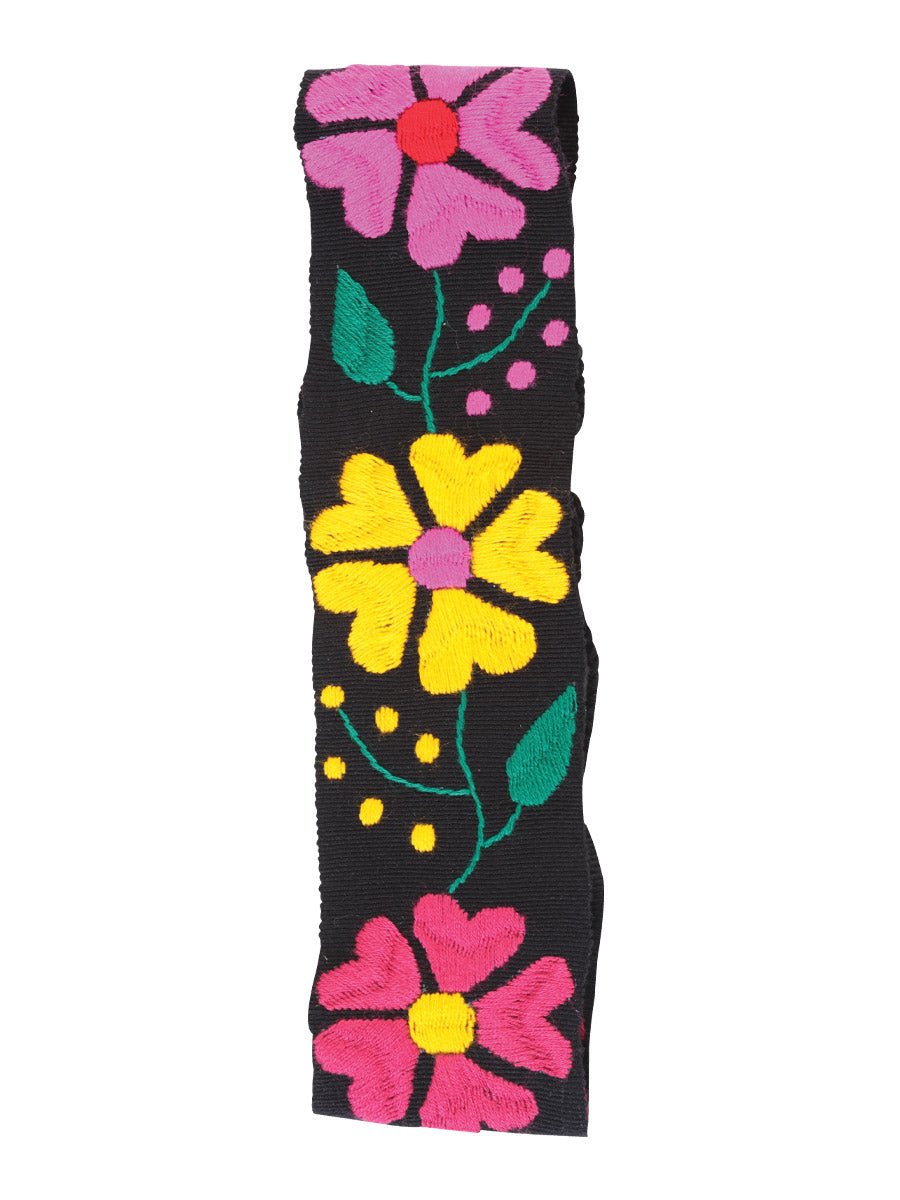 Artisanal Embroidered Belt Floral 100% Acrylic Black 602259 - BELLEZA'S - Artisanal Embroidered Belt Floral 100% Acrylic Black 602259 - DAMA - 60225901