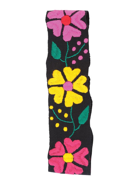 Artisanal Embroidered Belt Floral 100% Acrylic Black 602259 - BELLEZA'S - Artisanal Embroidered Belt Floral 100% Acrylic Black 602259 - DAMA - 60225901