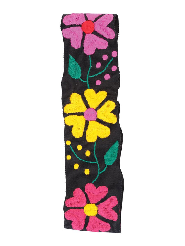 Artisanal Embroidered Belt Floral 100% Acrylic Black 602259 - BELLEZA'S - Artisanal Embroidered Belt Floral 100% Acrylic Black 602259 - DAMA - 60225901