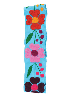 Artisanal Embroidered Belt Floral 100% Acrylic Blue 602261 - BELLEZA'S - Artisanal Embroidered Belt Floral 100% Acrylic Blue 602261 - DAMA - 60226101