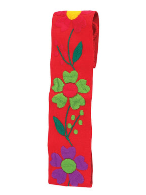 Artisanal Embroidered Belt Floral 100% Acrylic Red 602262 - BELLEZA'S - Artisanal Embroidered Belt Floral 100% Acrylic Red 602262 - DAMA - 60226201