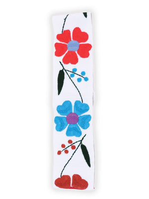 Artisanal Embroidered Belt Floral 100% Acrylic White 602260 - BELLEZA'S - Artisanal Embroidered Belt Floral 100% Acrylic White 602260 - DAMA - 60226001