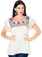 Artisanal Embroidered Blouse 100% Cotton Beige 603097 - BELLEZA'S - Artisanal Embroidered Blouse 100% Cotton Beige 603097 - DAMA - 60309701