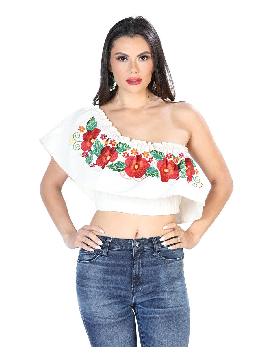Artisanal Embroidered Blouse 100% Cotton Beige 603896 - BELLEZA'S - Artisanal Embroidered Blouse 100% Cotton Beige 603896 - DAMA - 60389601