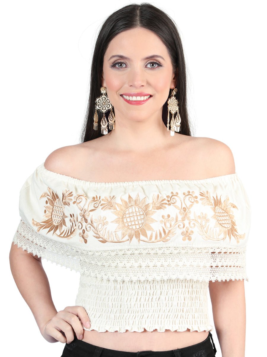 Artisanal Embroidered Blouse 100% Cotton Beige 603970 - BELLEZA'S - Artisanal Embroidered Blouse 100% Cotton Beige 603970 - DAMA - 60397001