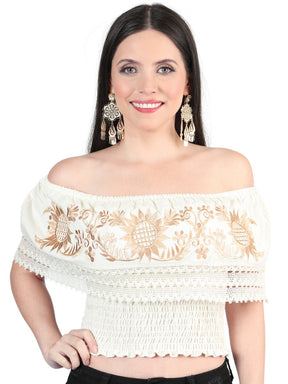 Artisanal Embroidered Blouse 100% Cotton Beige 603970 - BELLEZA'S - Artisanal Embroidered Blouse 100% Cotton Beige 603970 - DAMA - 60397001