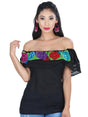 Artisanal Embroidered Blouse 100% Cotton Black 601427 - BELLEZA'S - Artisanal Embroidered Blouse 100% Cotton Black 601427 - DAMA - 60142701