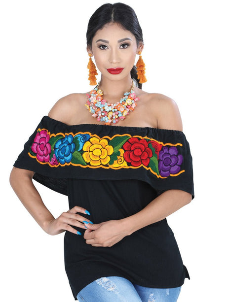 Artisanal Embroidered Blouse 100% Cotton Black 601435 - BELLEZA'S - Artisanal Embroidered Blouse 100% Cotton Black 601435 - DAMA - 60143501