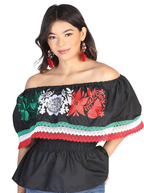 Artisanal Embroidered Blouse 100% Cotton Black 602527 - BELLEZA'S - Artisanal Embroidered Blouse 100% Cotton Black 602527 - DAMA - 60252701