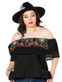 Artisanal Embroidered Blouse 100% Cotton Black 603053 - BELLEZA'S - Artisanal Embroidered Blouse 100% Cotton Black 603053 - DAMA - 60305301