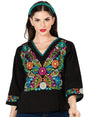 Artisanal Embroidered Blouse 100% Cotton Black 603054 - BELLEZA'S - Artisanal Embroidered Blouse 100% Cotton Black 603054 - DAMA - 60305401