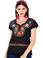 Artisanal Embroidered Blouse 100% Cotton Black 603058 - BELLEZA'S - Artisanal Embroidered Blouse 100% Cotton Black 603058 - DAMA - 60305801