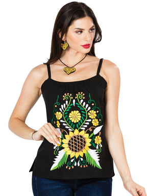 Artisanal Embroidered Blouse 100% Cotton Black 603070 - BELLEZA'S - Artisanal Embroidered Blouse 100% Cotton Black 603070 - DAMA - 60307001
