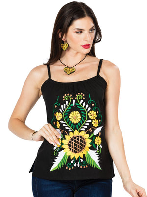 Artisanal Embroidered Blouse 100% Cotton Black 603070 - BELLEZA'S - Artisanal Embroidered Blouse 100% Cotton Black 603070 - DAMA - 60307001