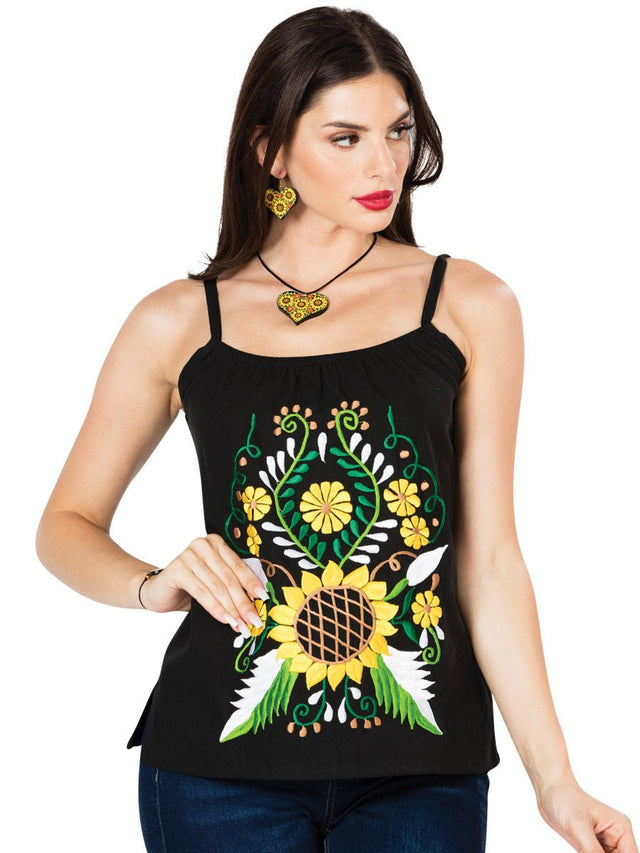 Artisanal Embroidered Blouse 100% Cotton Black 603070 - BELLEZA'S - Artisanal Embroidered Blouse 100% Cotton Black 603070 - DAMA - 60307001