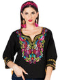 Artisanal Embroidered Blouse 100% Cotton Black 603179 - BELLEZA'S - Artisanal Embroidered Blouse 100% Cotton Black 603179 - DAMA - 60317901