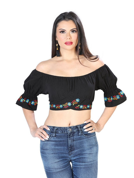 Artisanal Embroidered Blouse 100% Cotton Black 603903 - BELLEZA'S - Artisanal Embroidered Blouse 100% Cotton Black 603903 - DAMA - 60390301
