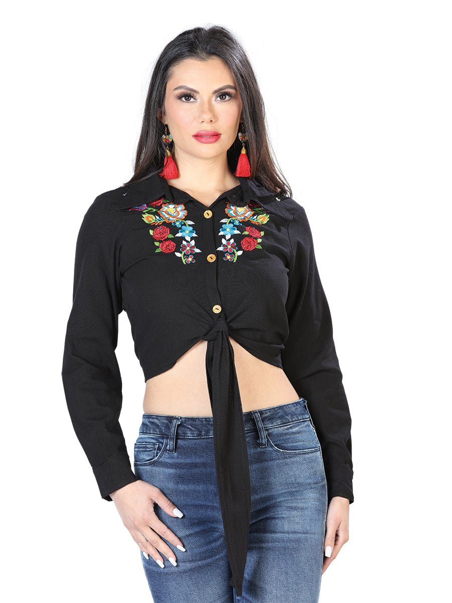 Artisanal Embroidered Blouse 100% Cotton Black 603907 - BELLEZA'S - Artisanal Embroidered Blouse 100% Cotton Black 603907 - DAMA - 60390701