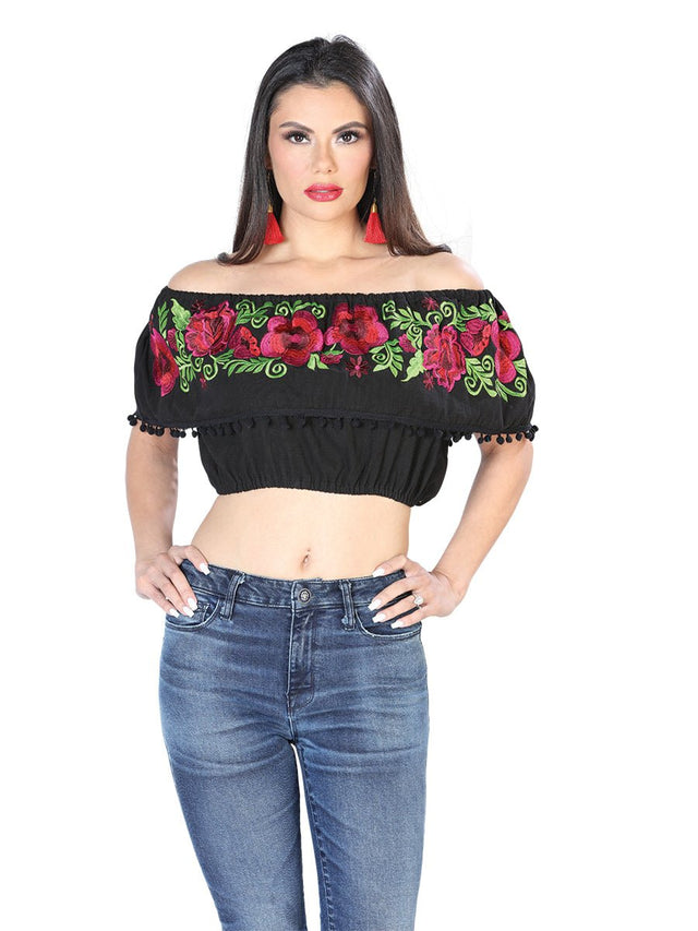 Artisanal Embroidered Blouse 100% Cotton Black 603912 - BELLEZA'S - Artisanal Embroidered Blouse 100% Cotton Black 603912 - DAMA - 60391201