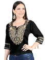 Artisanal Embroidered Blouse 100% Cotton Black 603960 - BELLEZA'S - Artisanal Embroidered Blouse 100% Cotton Black 603960 - DAMA - 60396001