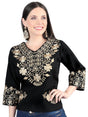Artisanal Embroidered Blouse 100% Cotton Black 603962 - BELLEZA'S - Artisanal Embroidered Blouse 100% Cotton Black 603962 - DAMA - 60396201