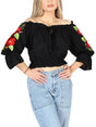 Artisanal Embroidered Blouse 100% Cotton Black 604050 - BELLEZA'S - Artisanal Embroidered Blouse 100% Cotton Black 604050 - DAMA - 60405001
