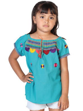 Artisanal Embroidered Blouse 100% Cotton Blue 603594 - BELLEZA'S - Artisanal Embroidered Blouse 100% Cotton Blue 603594 - NIÑA - 60359401