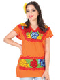 Artisanal Embroidered Blouse 100% Cotton Orange 602303 - BELLEZA'S - Artisanal Embroidered Blouse 100% Cotton Orange 602303 - DAMA - 60230301