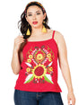 Artisanal Embroidered Blouse 100% Cotton Red 603073 - BELLEZA'S - Artisanal Embroidered Blouse 100% Cotton Red 603073 - DAMA - 60307301